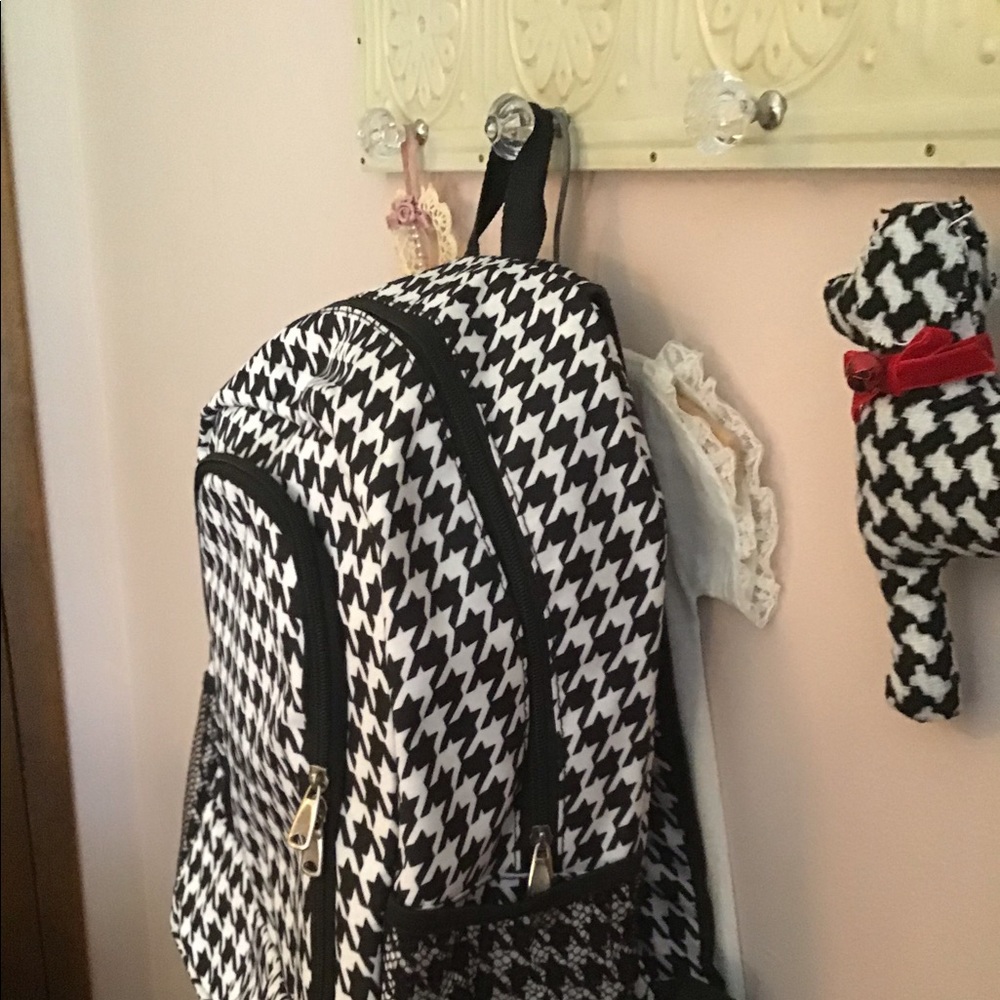 Houndstooth backpack.